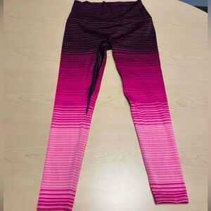 K-DEER Like New Pink & Black Striped, Sneaker Length Leggings - L